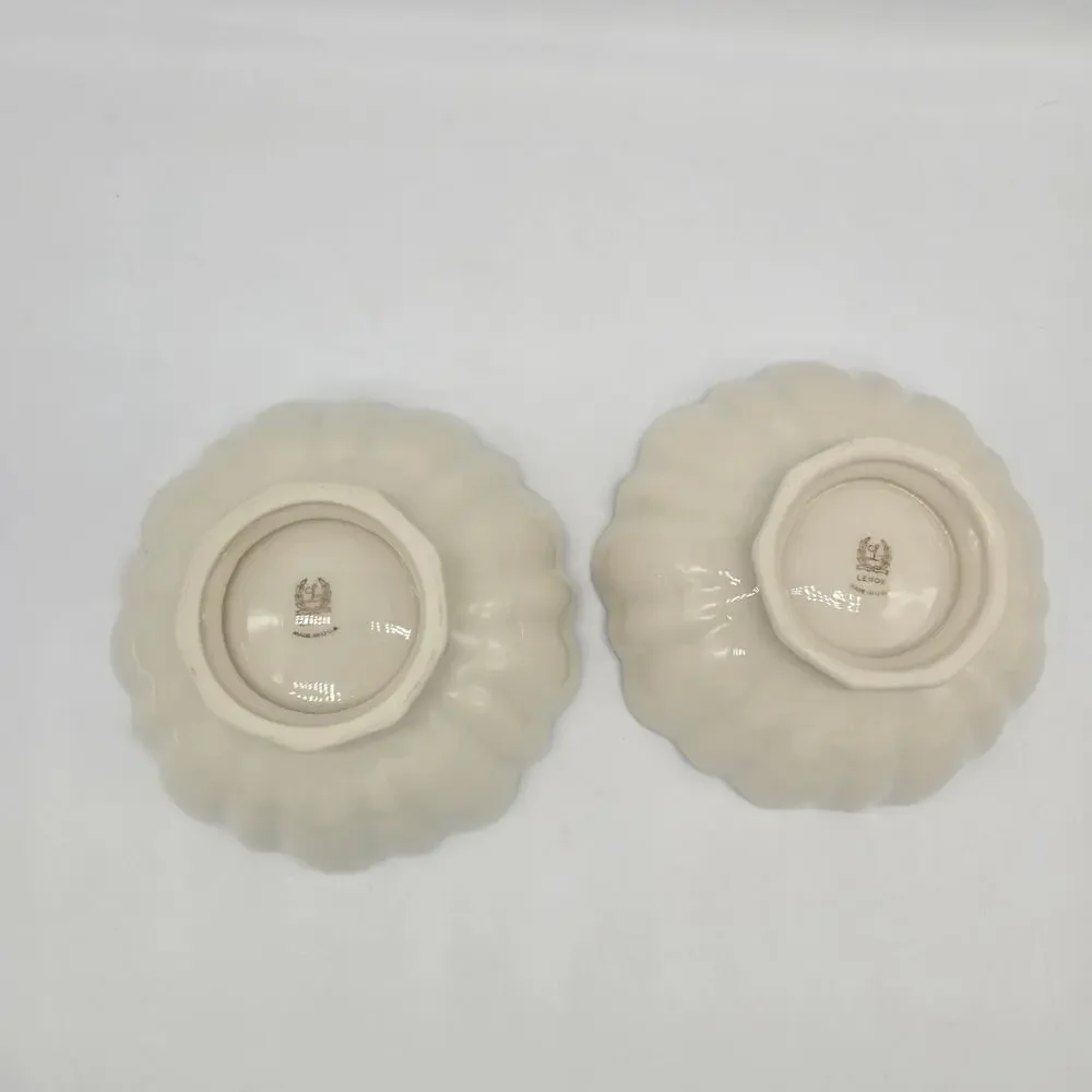 Lenox Symphony Sculpted Pedestal Bowls Platinum Trim Set of 2 USA Candy Nut